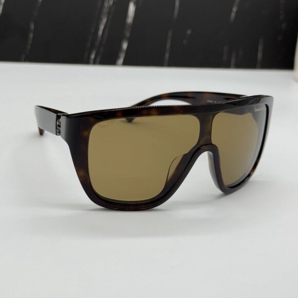 NEW AM0430S 005 ALEXANDER MCQUEEN HAVANA SHIELD UNISEX SUNGLASSES